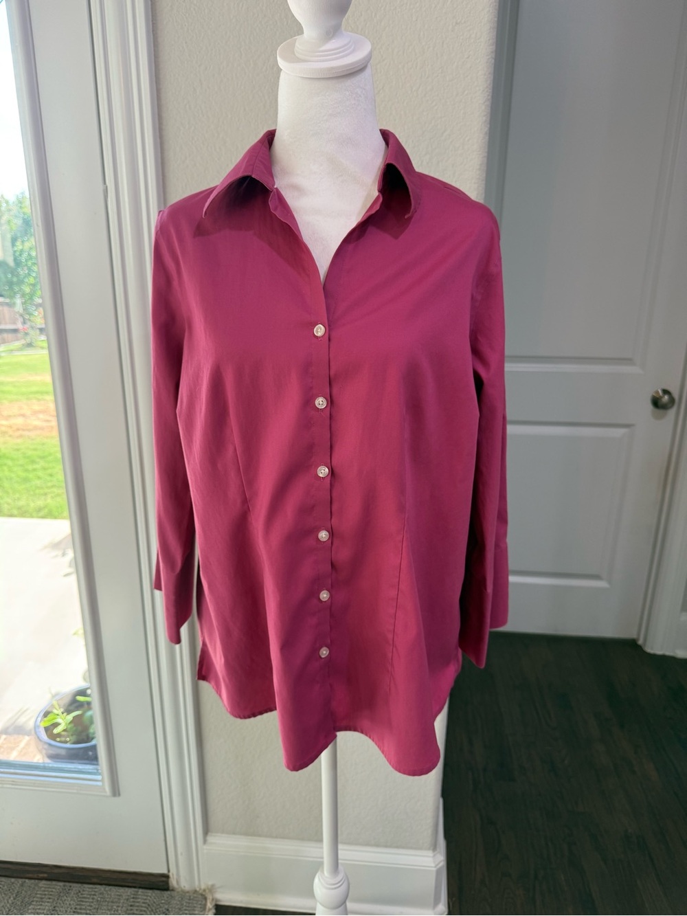 Lands' End Women's Button-Down fitted Shirt s No Iron Pinpoint Oxford